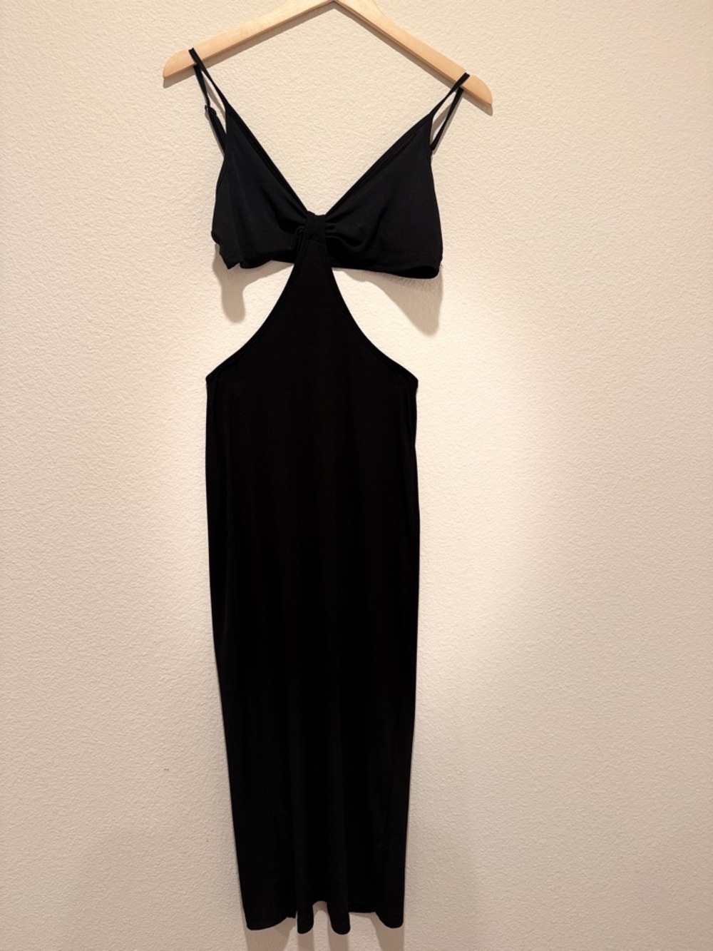 SHEIN Black Cutout Knot Front Midi Dress